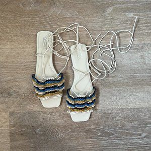 SOLD Zara Strappy Flat Sandals Off-white